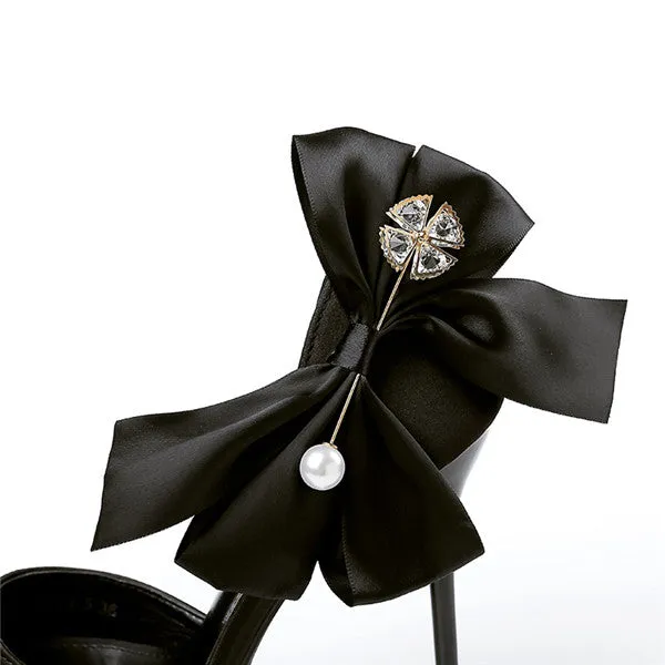 Outstanding Closed Toe PU Stiletto Heels Prom Shoes With Bowknot PS016