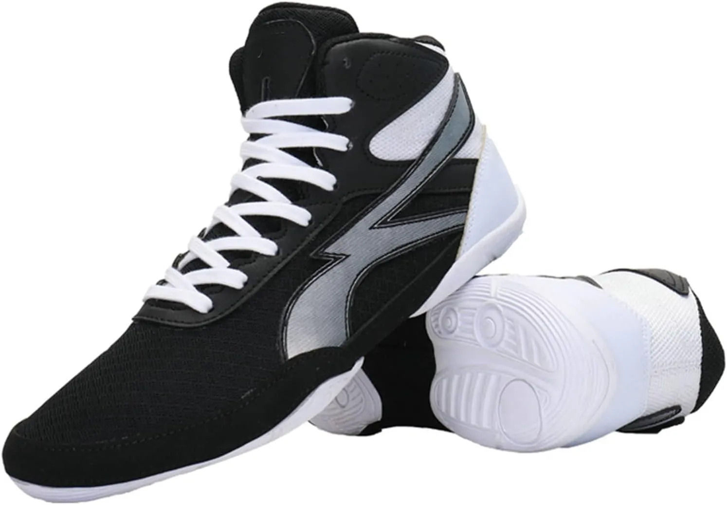 Professional Boxing Trainers Shoes Men's Boxing Shoes, Men Wrestling Shoes, Breathable Rubber Sole Boxing Boots,Black-6.5