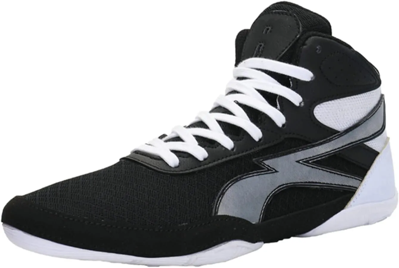 Professional Boxing Trainers Shoes Men's Boxing Shoes, Men Wrestling Shoes, Breathable Rubber Sole Boxing Boots,Black-6.5