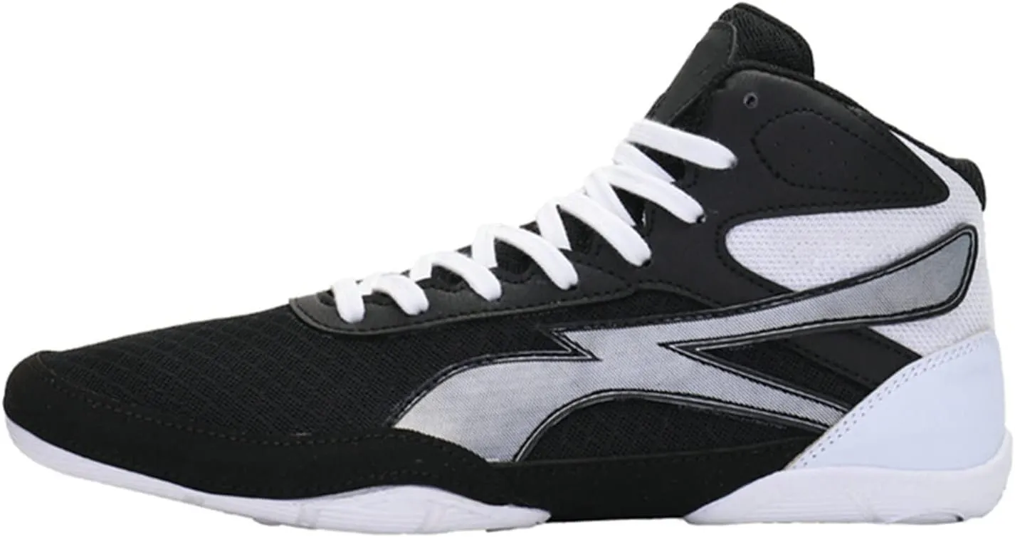 Professional Boxing Trainers Shoes Men's Boxing Shoes, Men Wrestling Shoes, Breathable Rubber Sole Boxing Boots,Black-6.5
