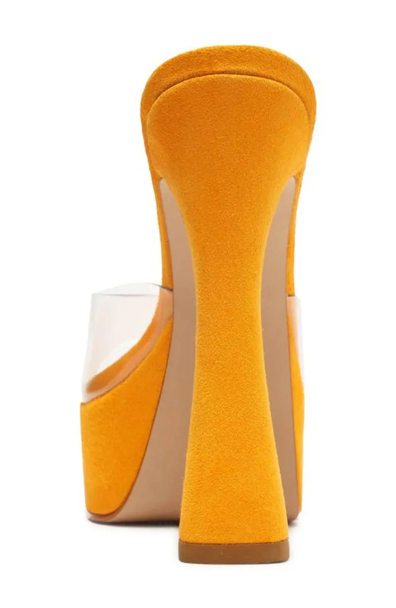 Schutz Haila Bright Sun Slip On Open Toe Block High Heel Platform Sandals