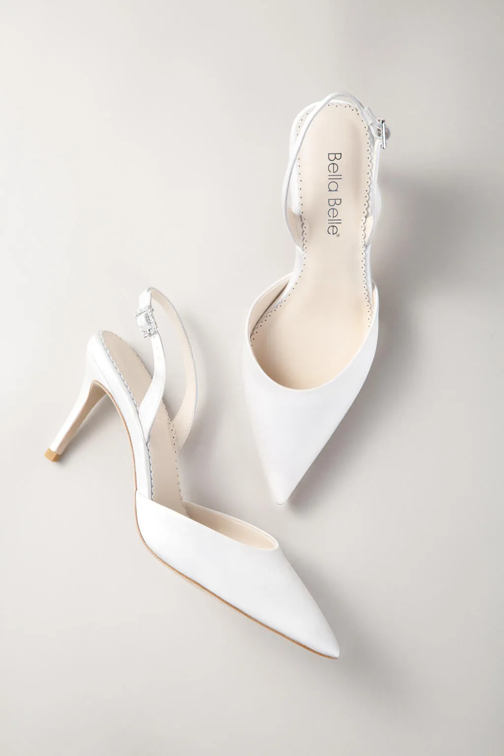 Simone - Pointed Toe Slingback Stiletto Heels - Ivory
