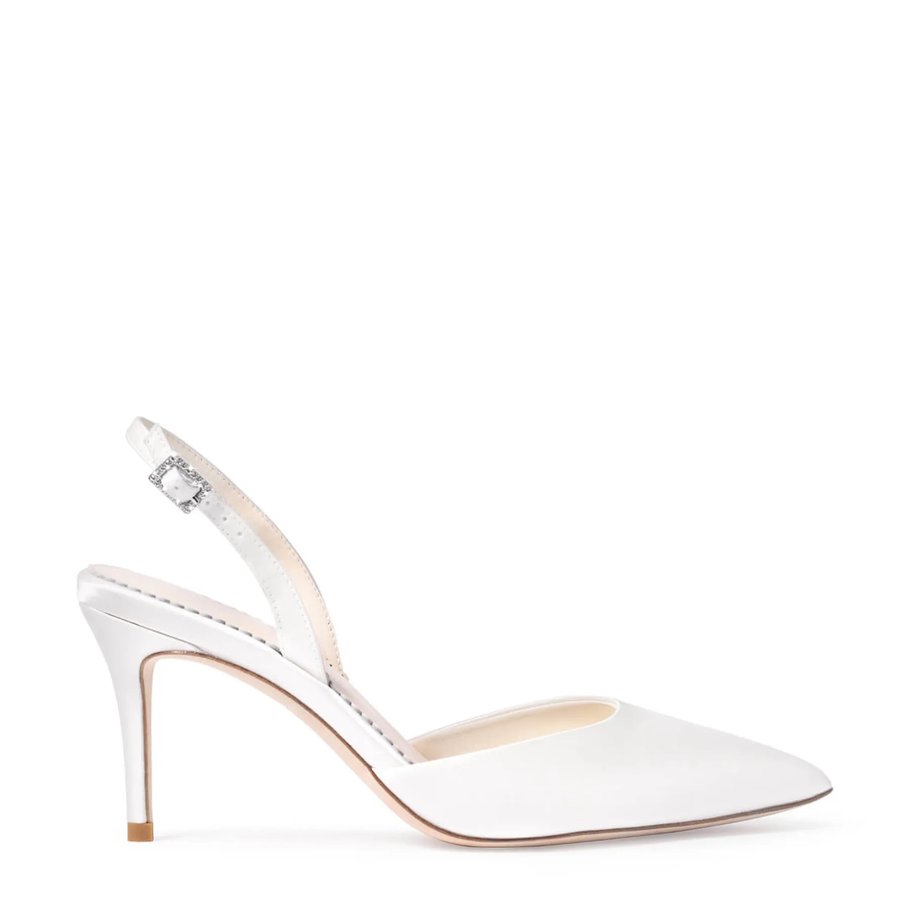 Simone - Pointed Toe Slingback Stiletto Heels - Ivory