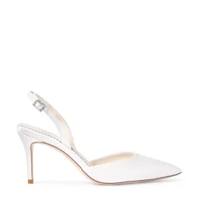 Simone - Pointed Toe Slingback Stiletto Heels - Ivory