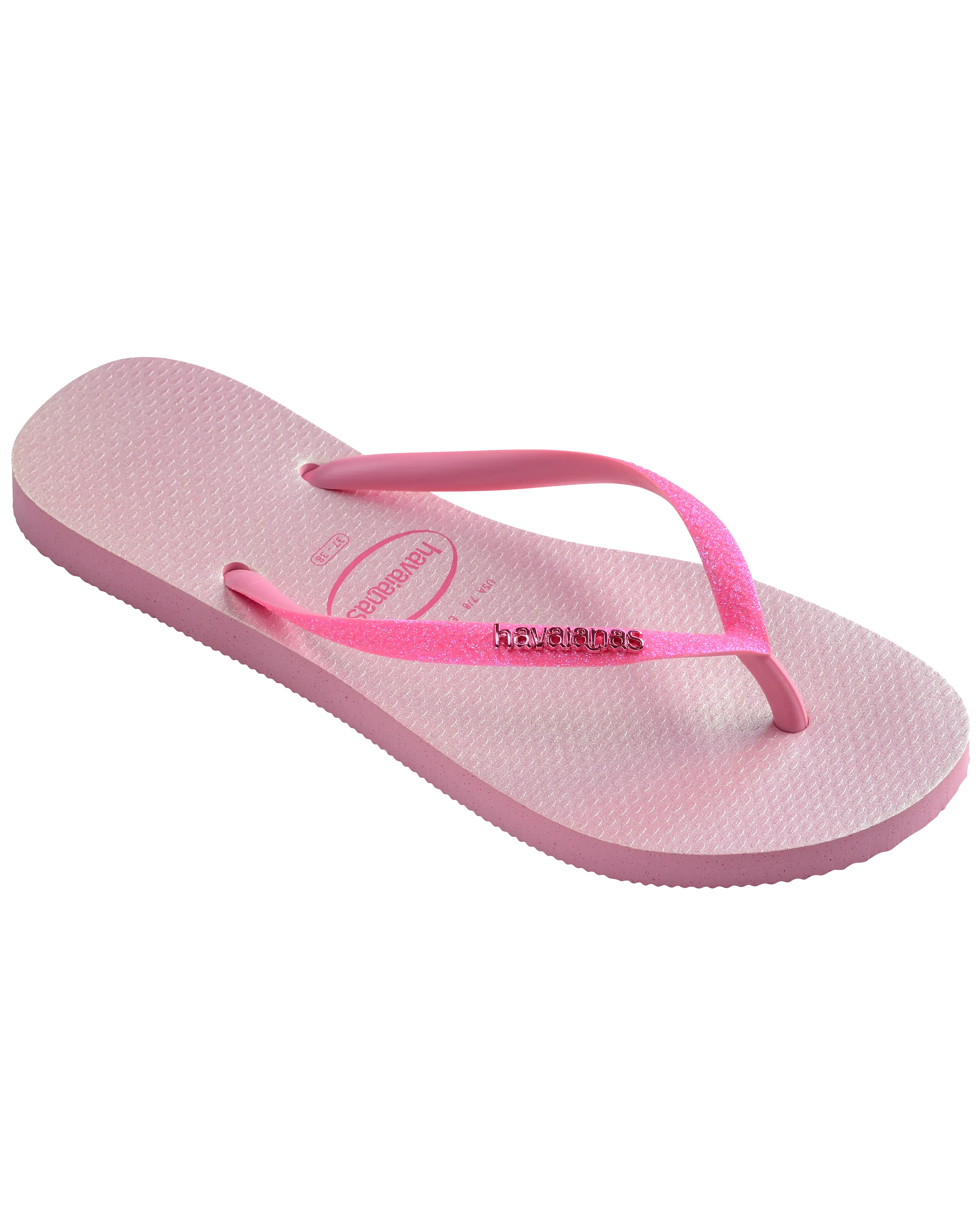 Slim Glitter Iridescent Flip Flops in Pink Lemonade