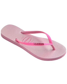 Slim Glitter Iridescent Flip Flops in Pink Lemonade