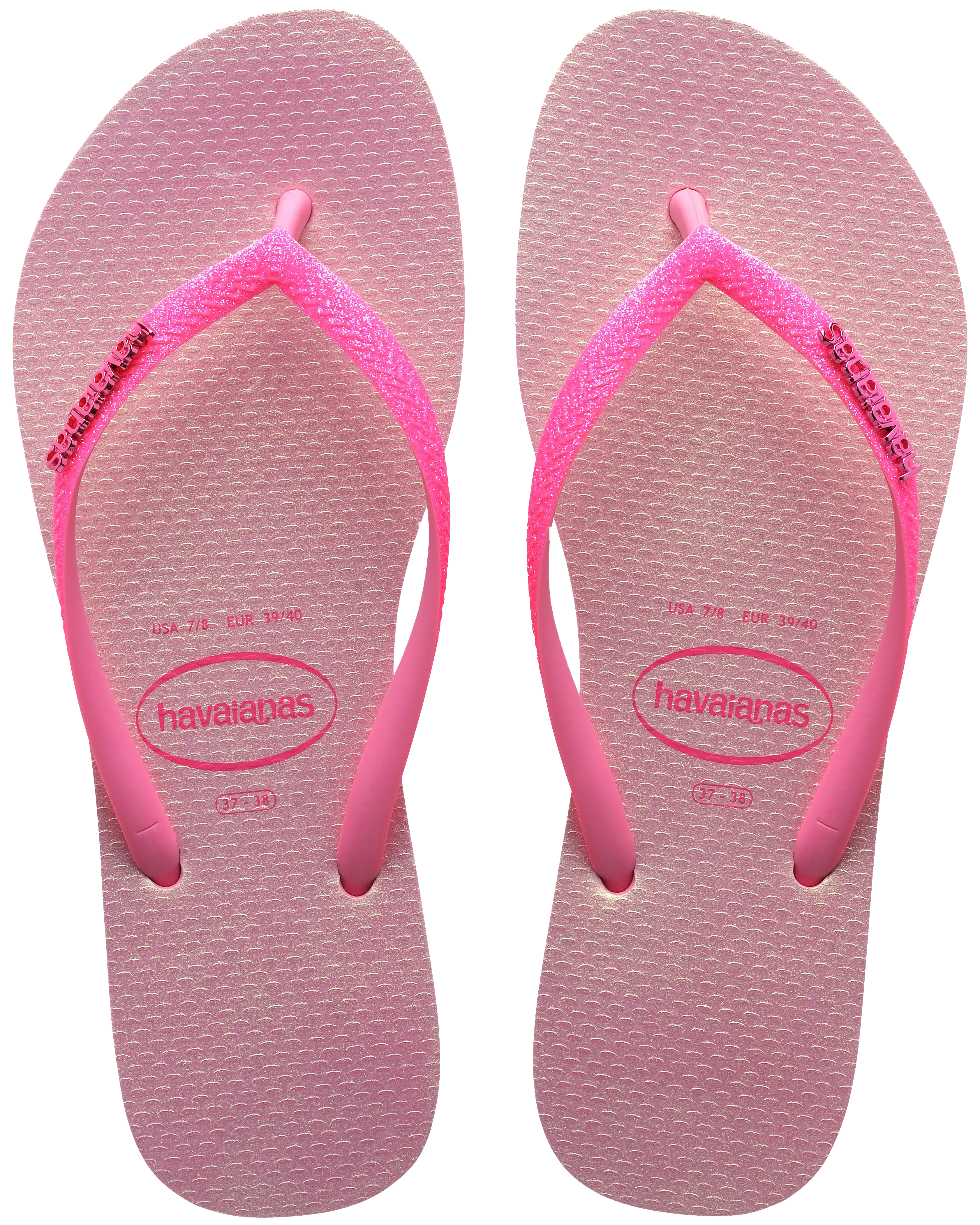 Slim Glitter Iridescent Flip Flops in Pink Lemonade