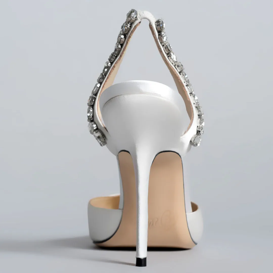 SOLEIL SLINGBACK WHITE SATIN KITTEN