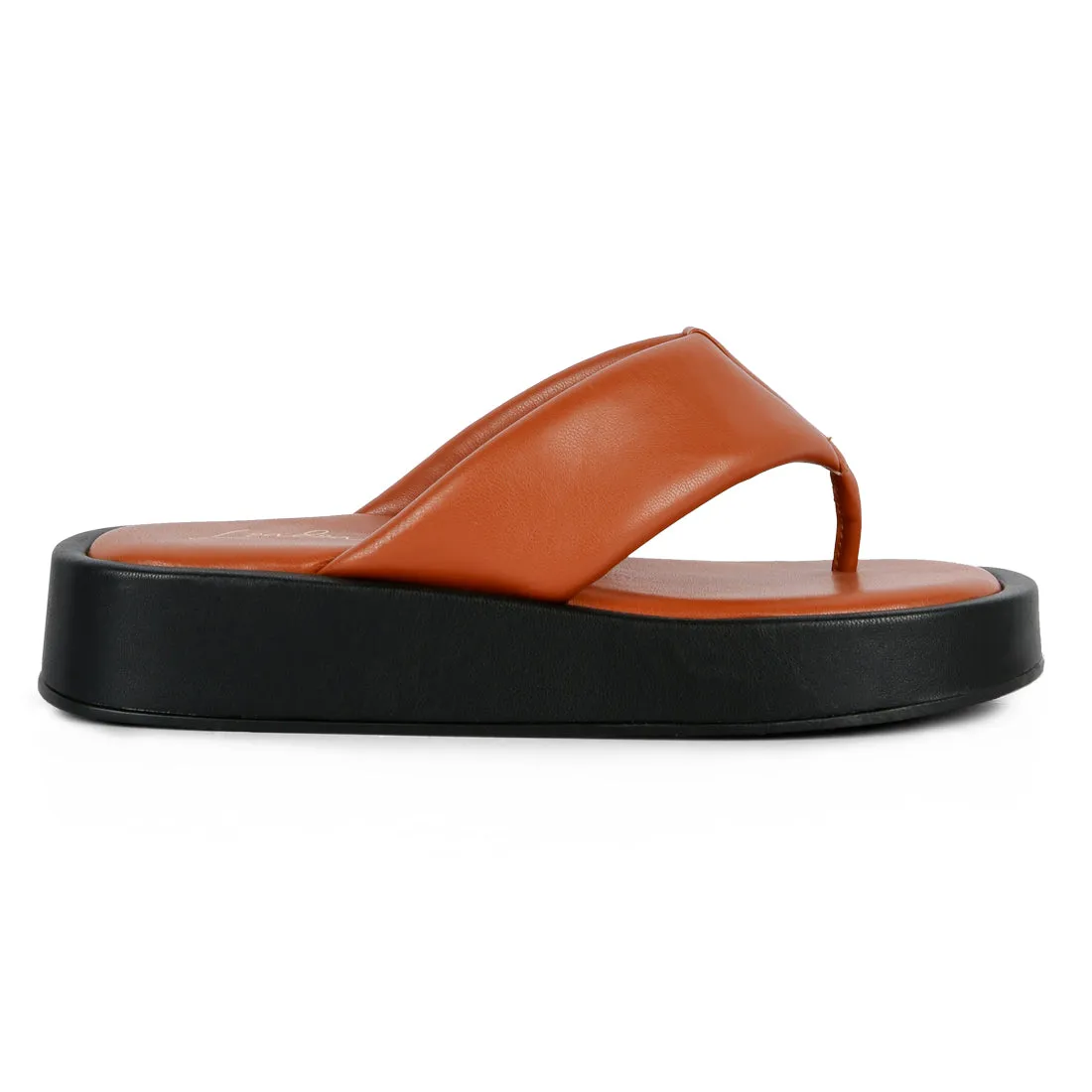 Tan Broad Strap Thong Sandals