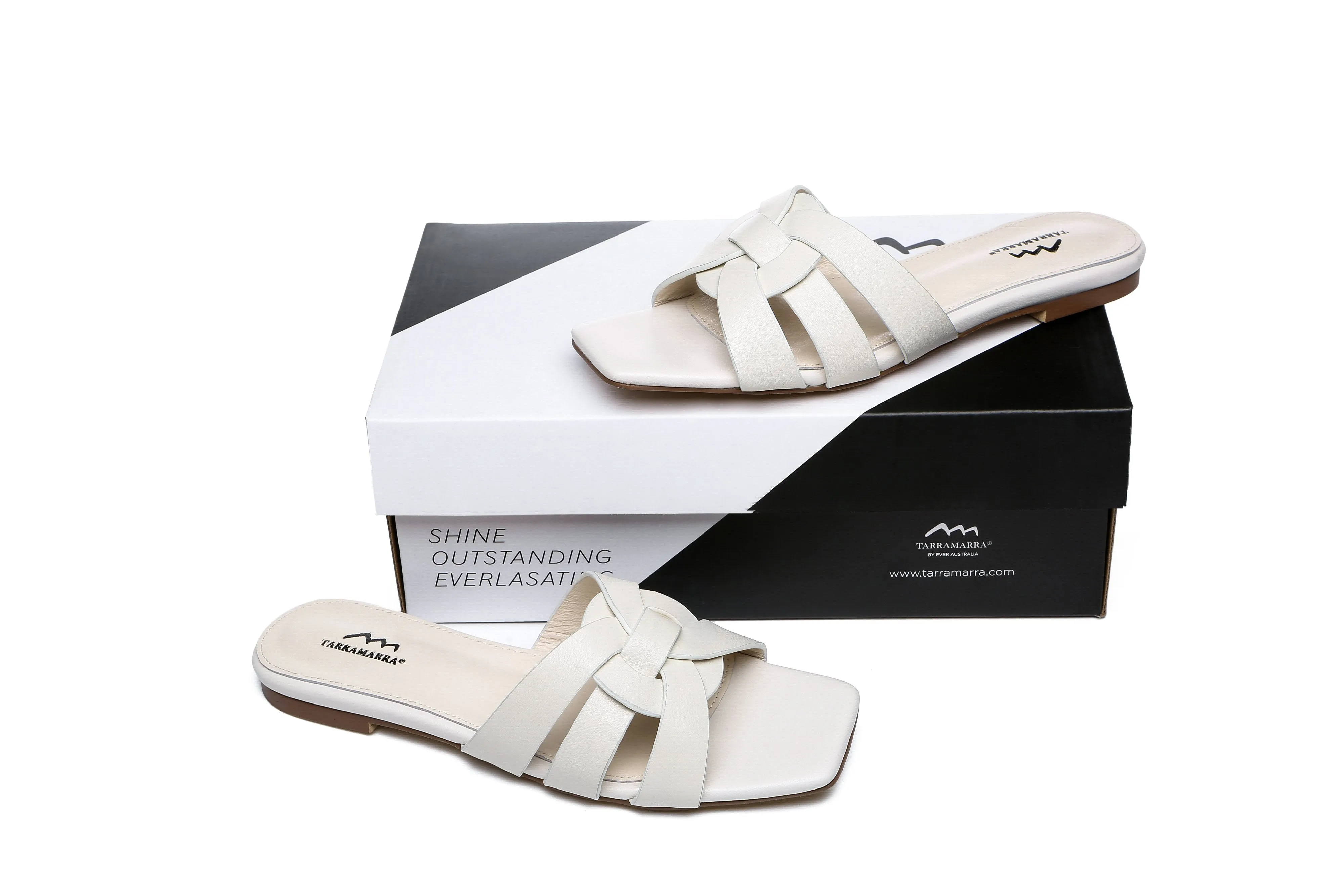 TARRAMARRA® Womens Jennifer Leather Woven Flats Slides