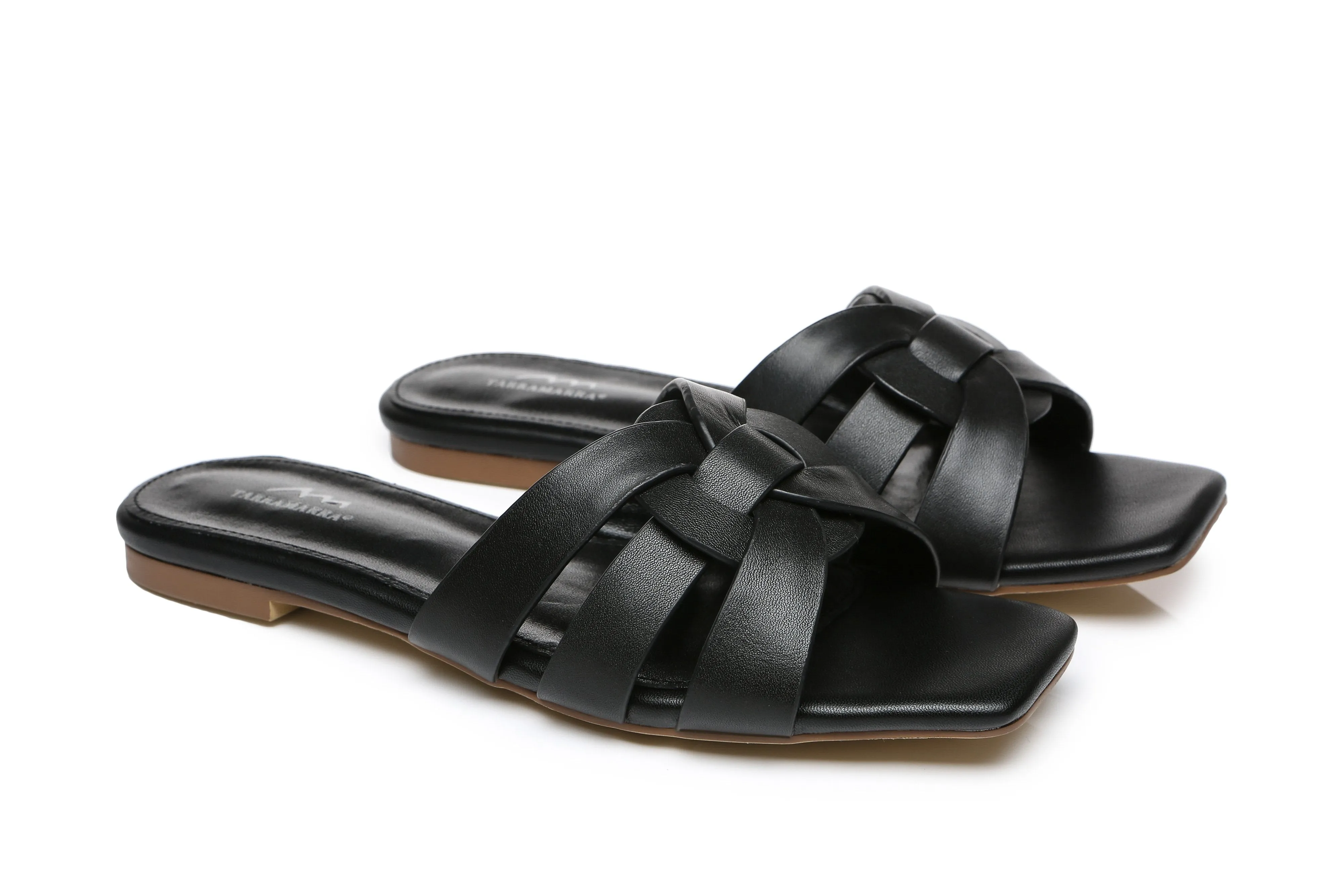 TARRAMARRA® Womens Jennifer Leather Woven Flats Slides
