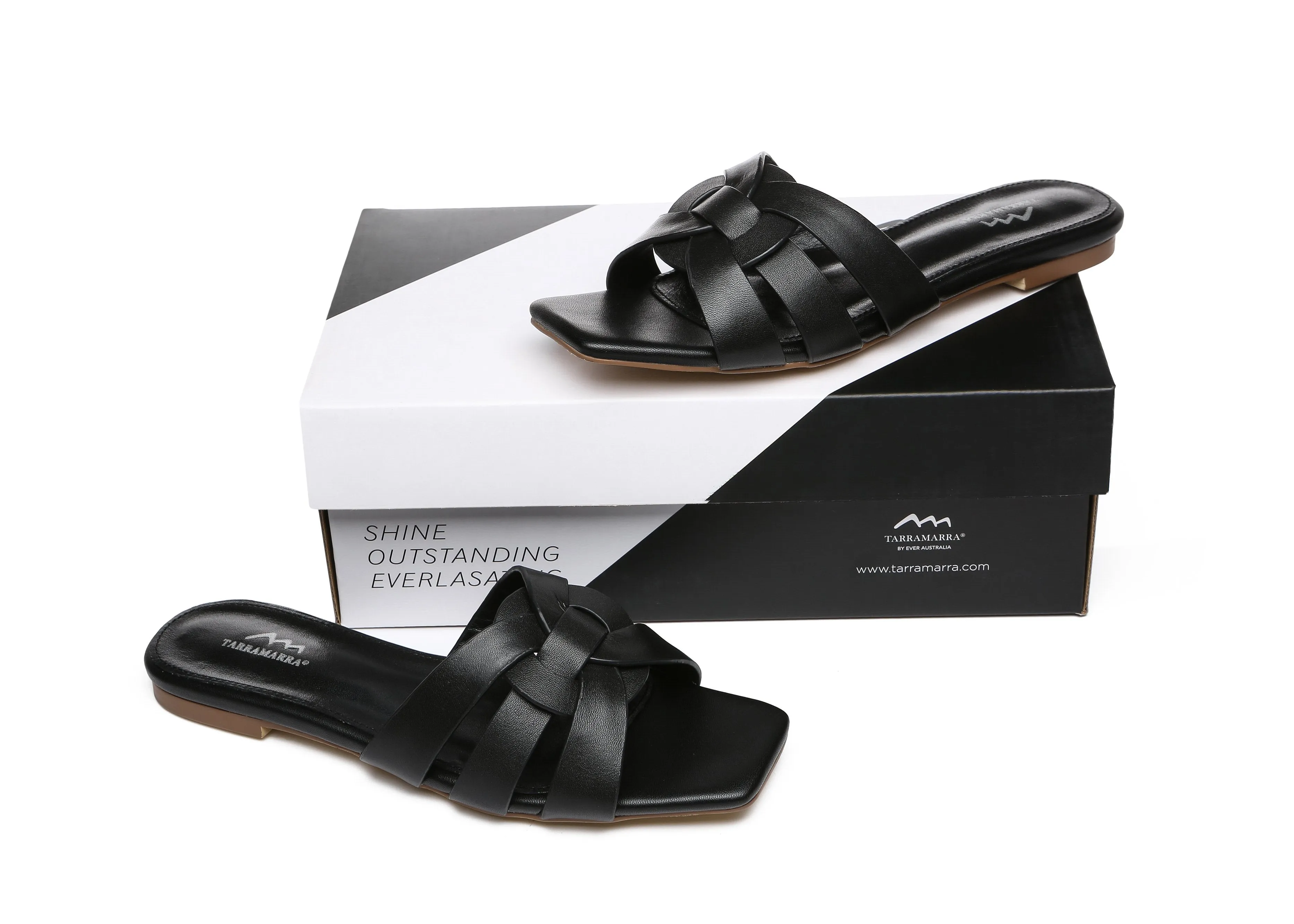 TARRAMARRA® Womens Jennifer Leather Woven Flats Slides