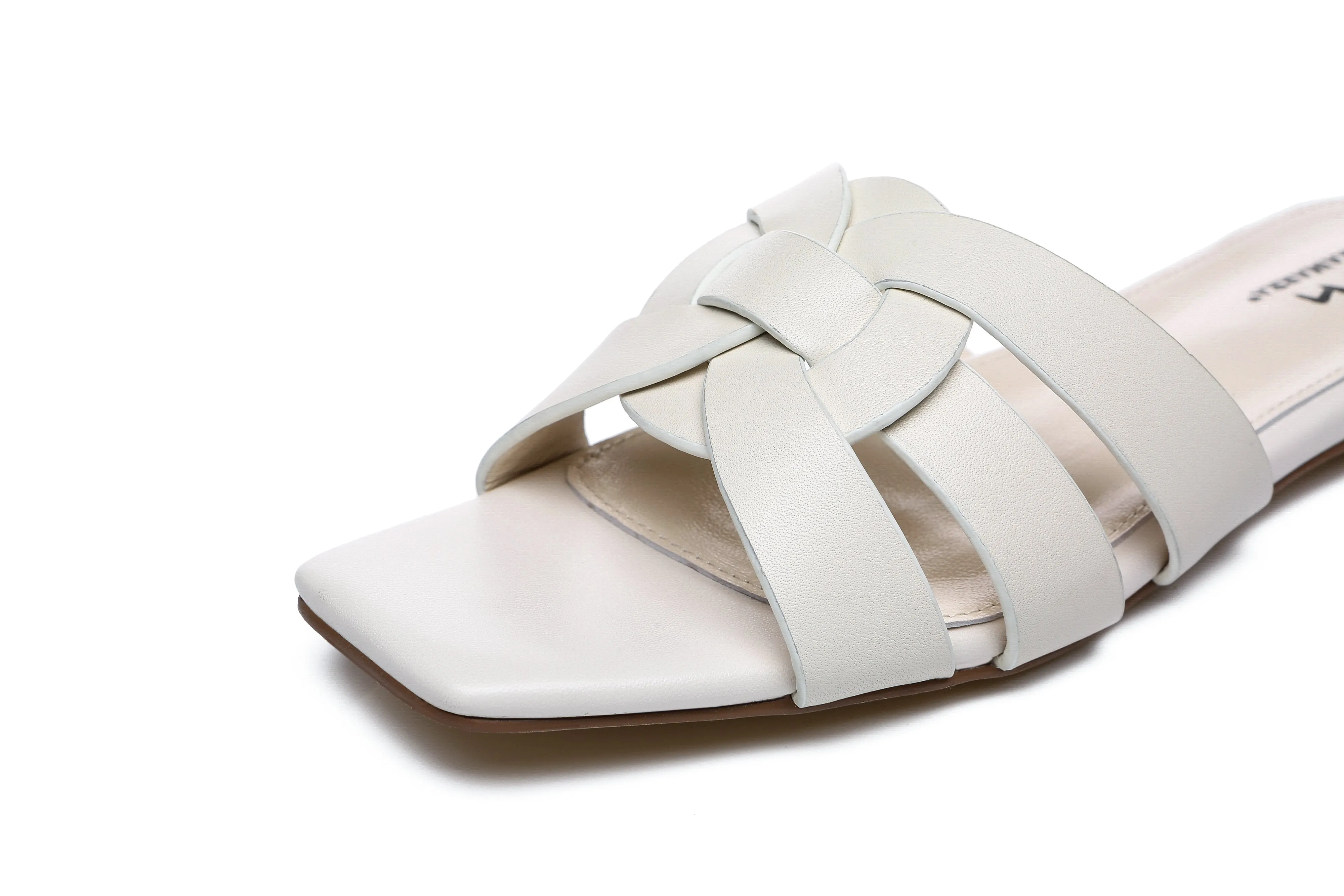 TARRAMARRA® Womens Jennifer Leather Woven Flats Slides