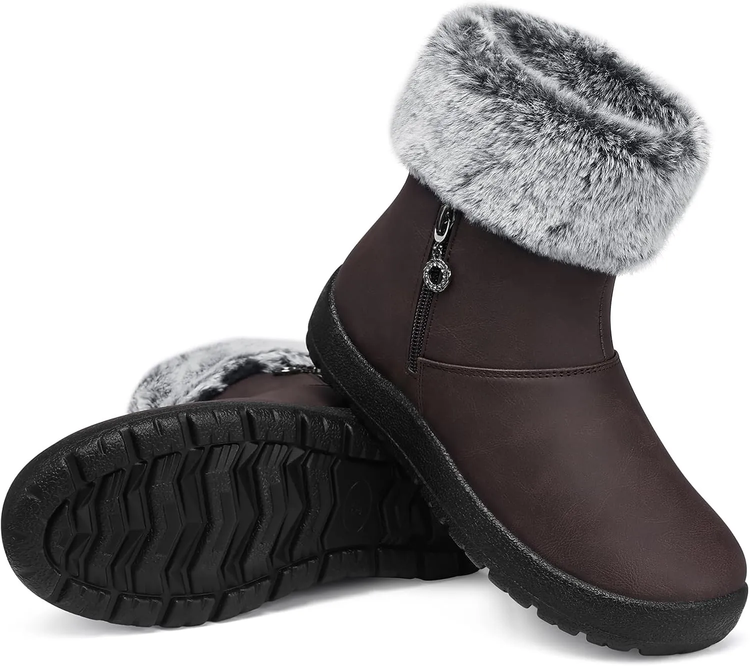 TEMOFON Women Winter Boots Waterproof: Fur Lined Ankle Booties, Wide Width Snow Boots, Warm Comfy, Walking Soft Winter Shoes Size 5-11