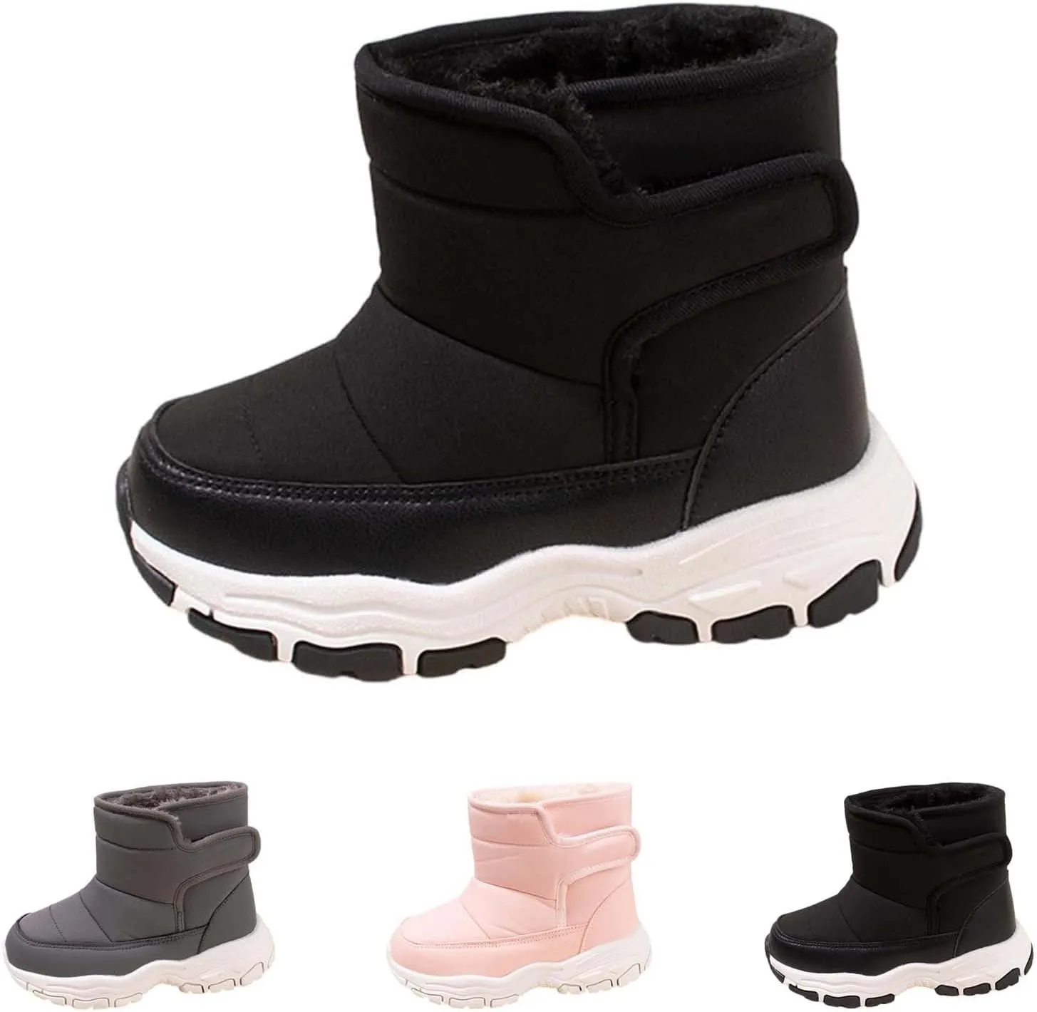 Toddler Fuzzy Snow Booties Open Toe Cotton Chunky Sole Shoes Outdoor Ski Boys Girls Kids Warm Comfy Sport Shoes
