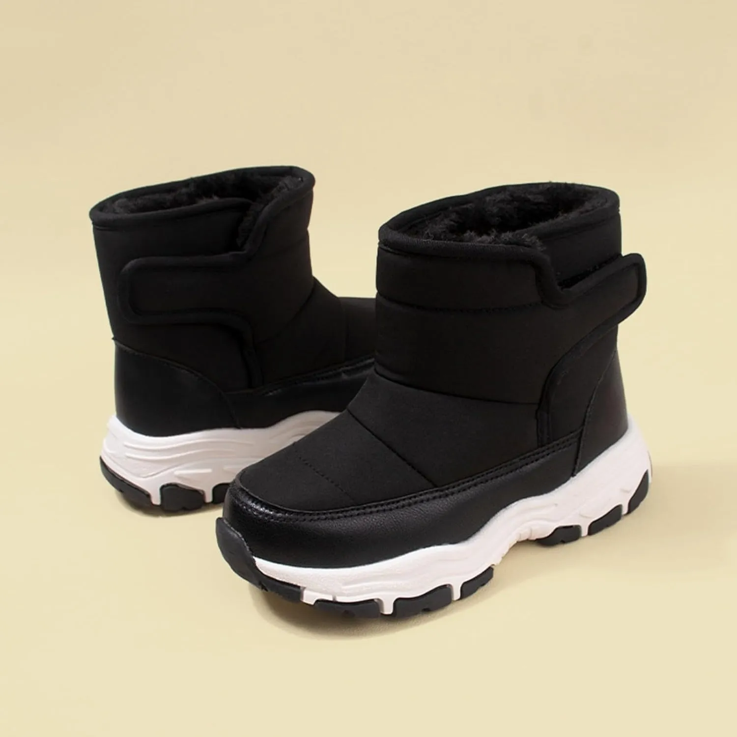 Toddler Fuzzy Snow Booties Open Toe Cotton Chunky Sole Shoes Outdoor Ski Boys Girls Kids Warm Comfy Sport Shoes