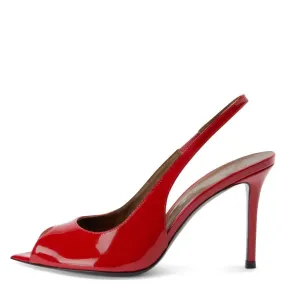 Trend4us Glossy Patent Leather Slingback Heels
