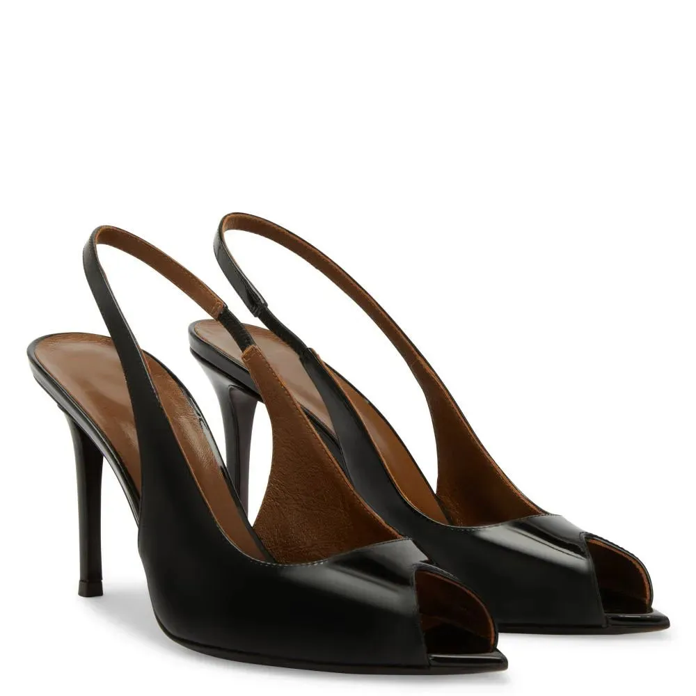 Trend4us Glossy Patent Leather Slingback Heels