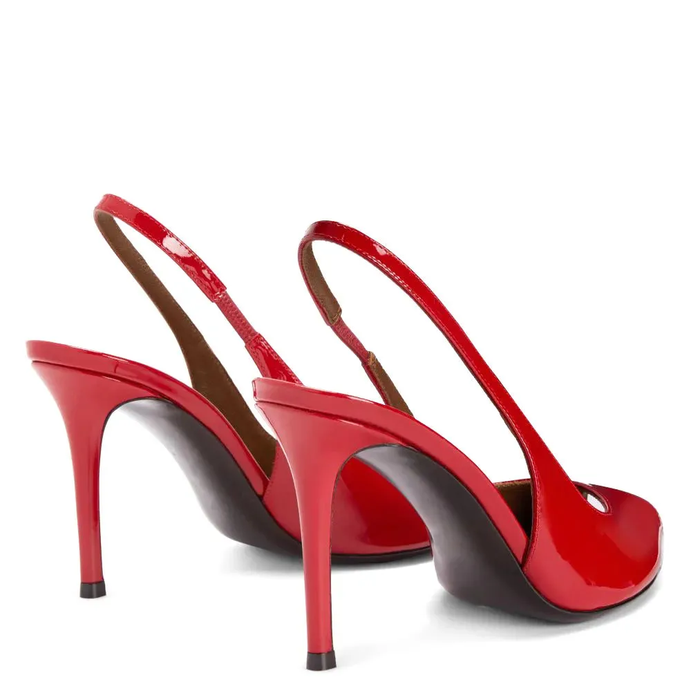 Trend4us Glossy Patent Leather Slingback Heels