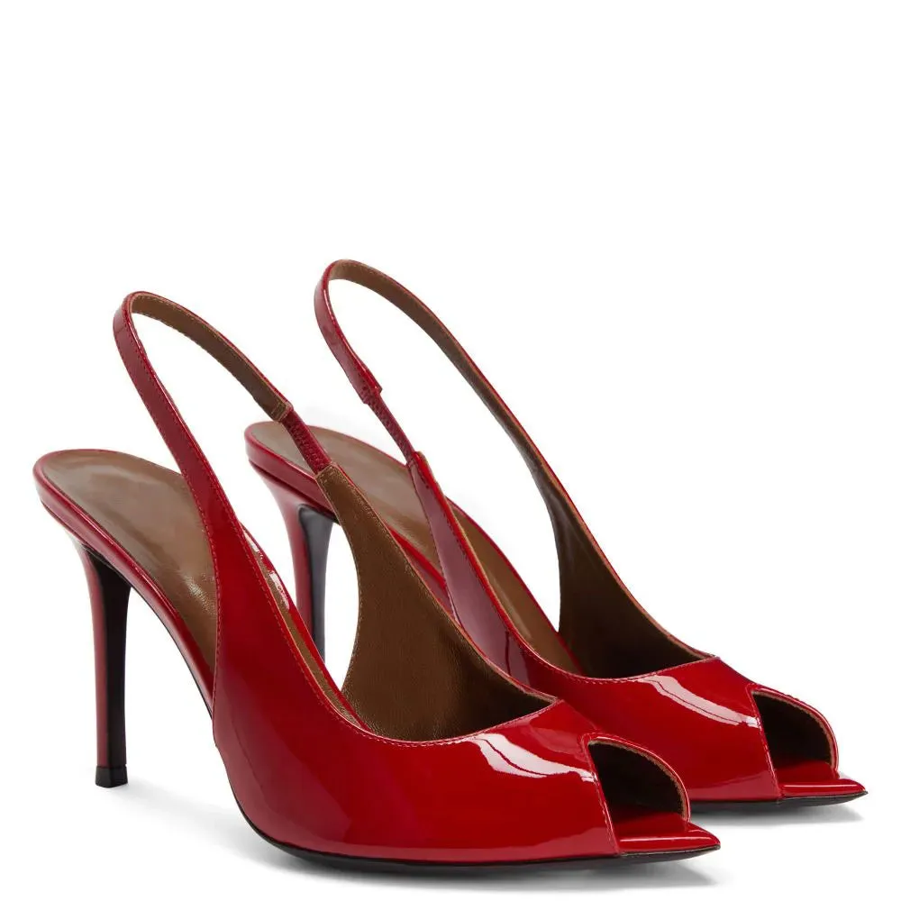 Trend4us Glossy Patent Leather Slingback Heels