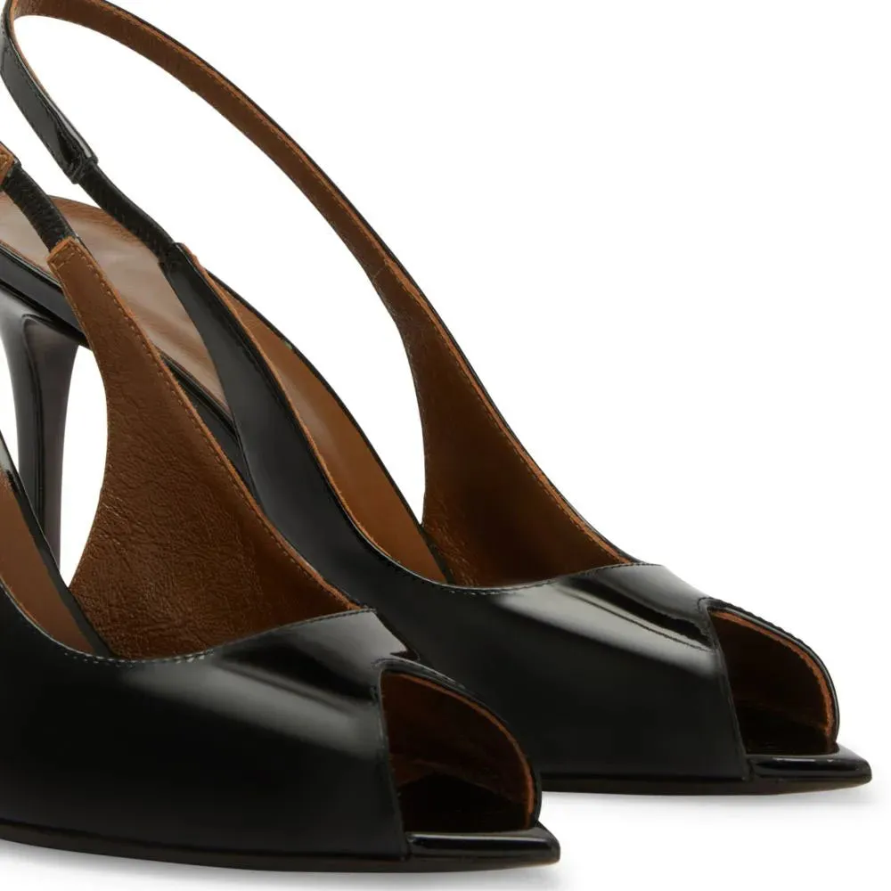 Trend4us Glossy Patent Leather Slingback Heels