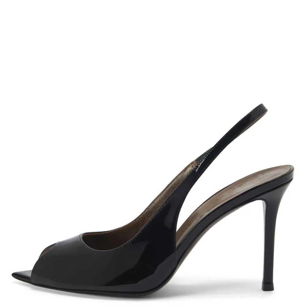 Trend4us Glossy Patent Leather Slingback Heels