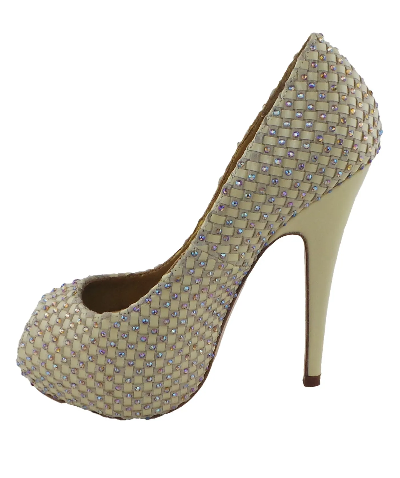 Vigo Nude Studded Peep-Toe Platform