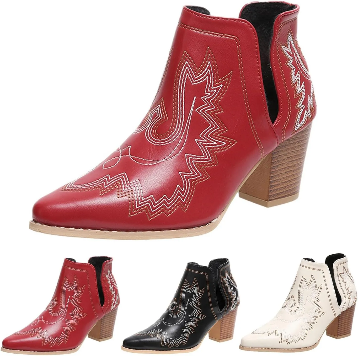 Western Cowgirl Boots for Women Ankle Boots Fashion Cowboy Boots Western Embroidered Pointed Toe Cowboy Ankle Boots