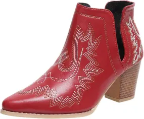 Western Cowgirl Boots for Women Ankle Boots Fashion Cowboy Boots Western Embroidered Pointed Toe Cowboy Ankle Boots