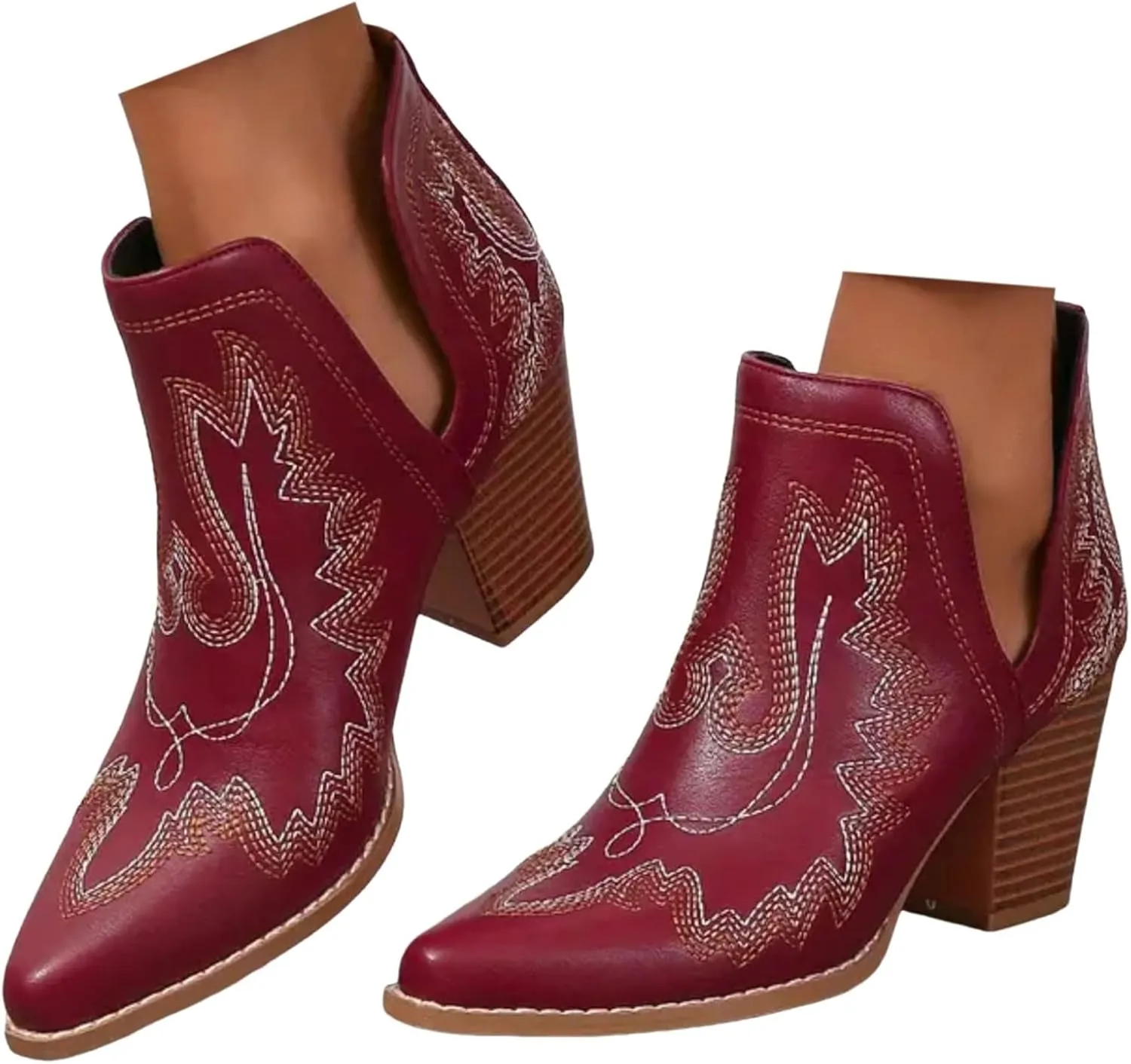 Western Cowgirl Boots for Women Ankle Boots Fashion Cowboy Boots Western Embroidered Pointed Toe Cowboy Ankle Boots