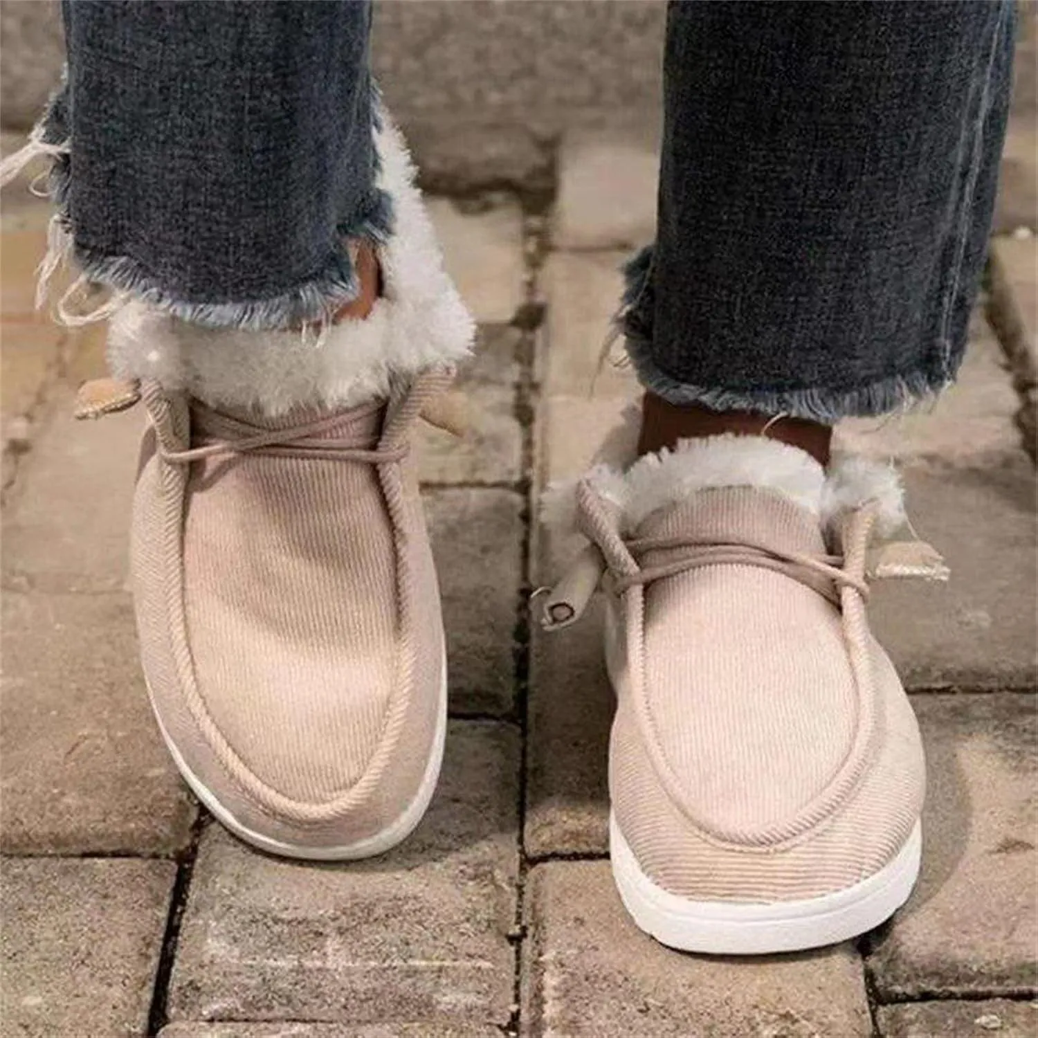 Winter Dress Boots For Women 2024 Ankle Booties Slip On Comfortable Snow Fuzzy Boots Casual Fur Lined Loafers Shoes