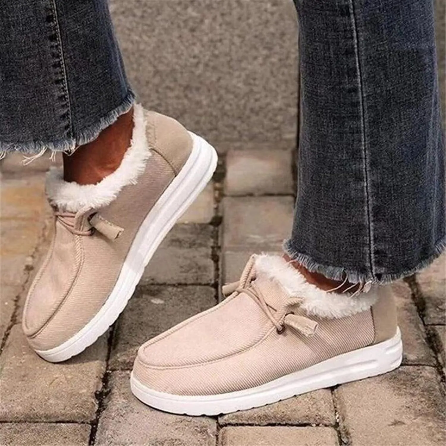 Winter Dress Boots For Women 2024 Ankle Booties Slip On Comfortable Snow Fuzzy Boots Casual Fur Lined Loafers Shoes