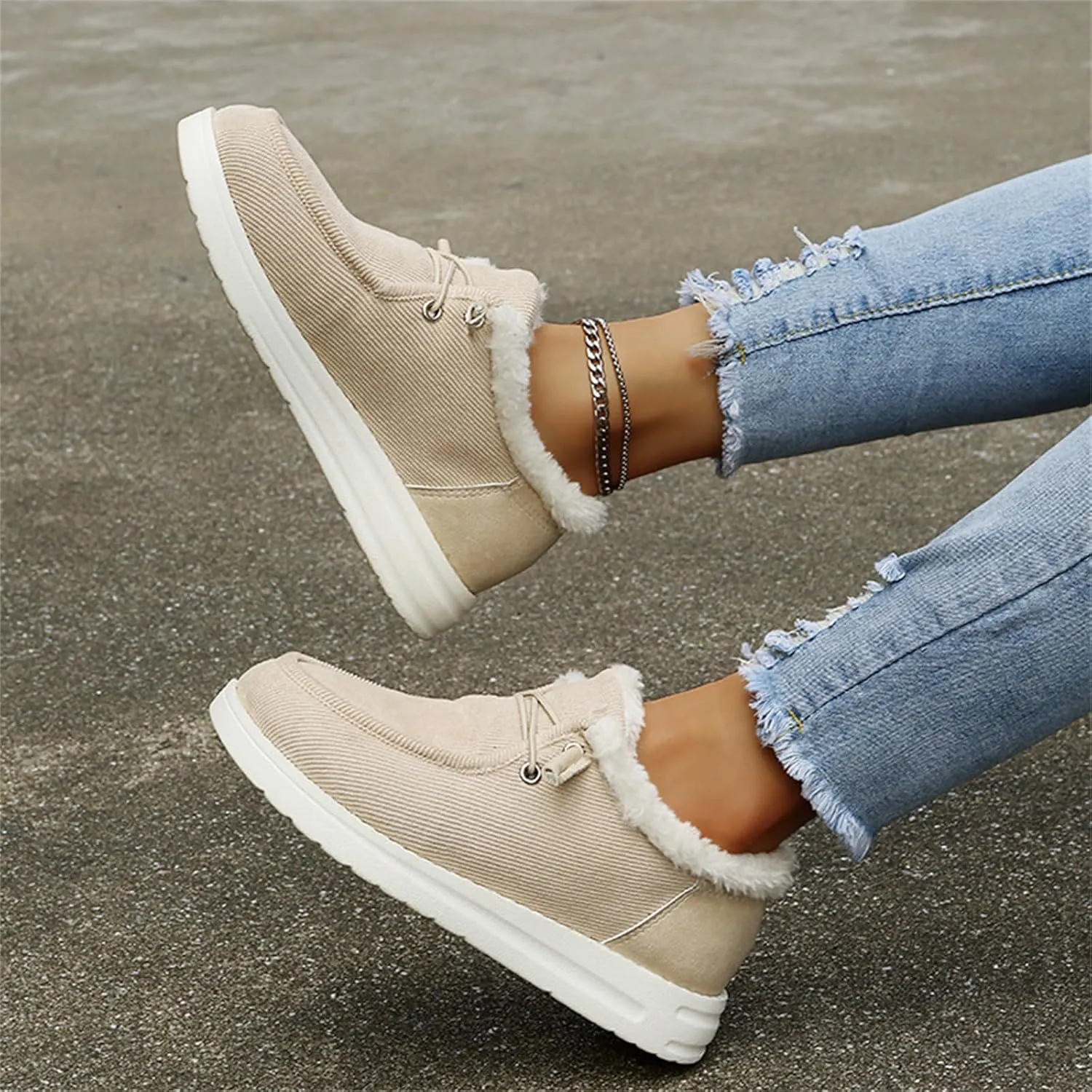 Winter Dress Boots For Women 2024 Ankle Booties Slip On Comfortable Snow Fuzzy Boots Casual Fur Lined Loafers Shoes