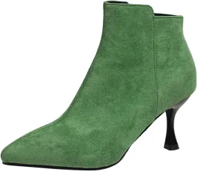 Womens Ankle Boots Womens Fall Boots Ladies Fashion Retro Suede Pointed Toe Side Zipper Slim Stiletto Heel Ankle Boot