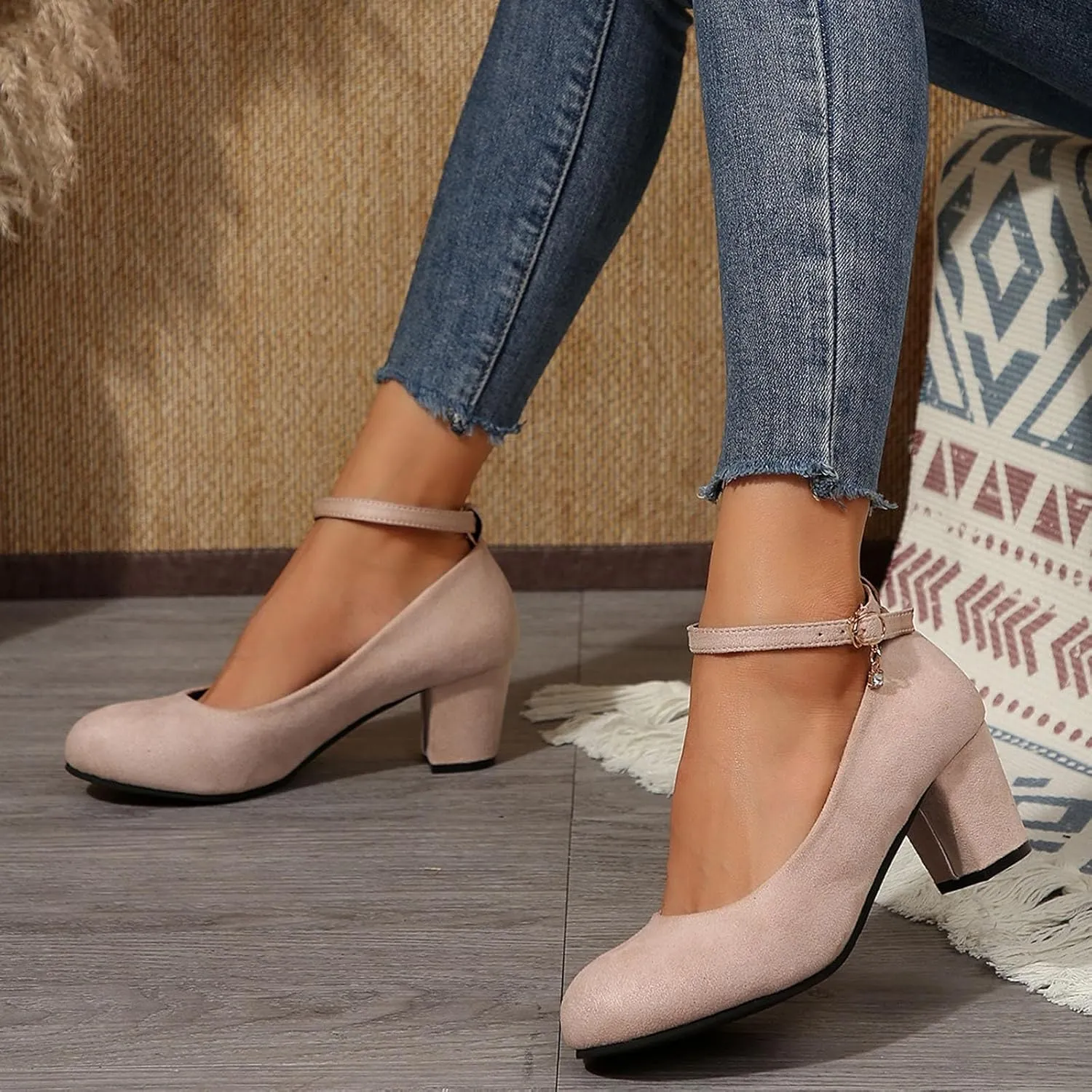 Women's Casual Shoes with Chunky Heel Perfect for Daily Slip On for Comfortable Fit Shoes Elegant Casual Walking