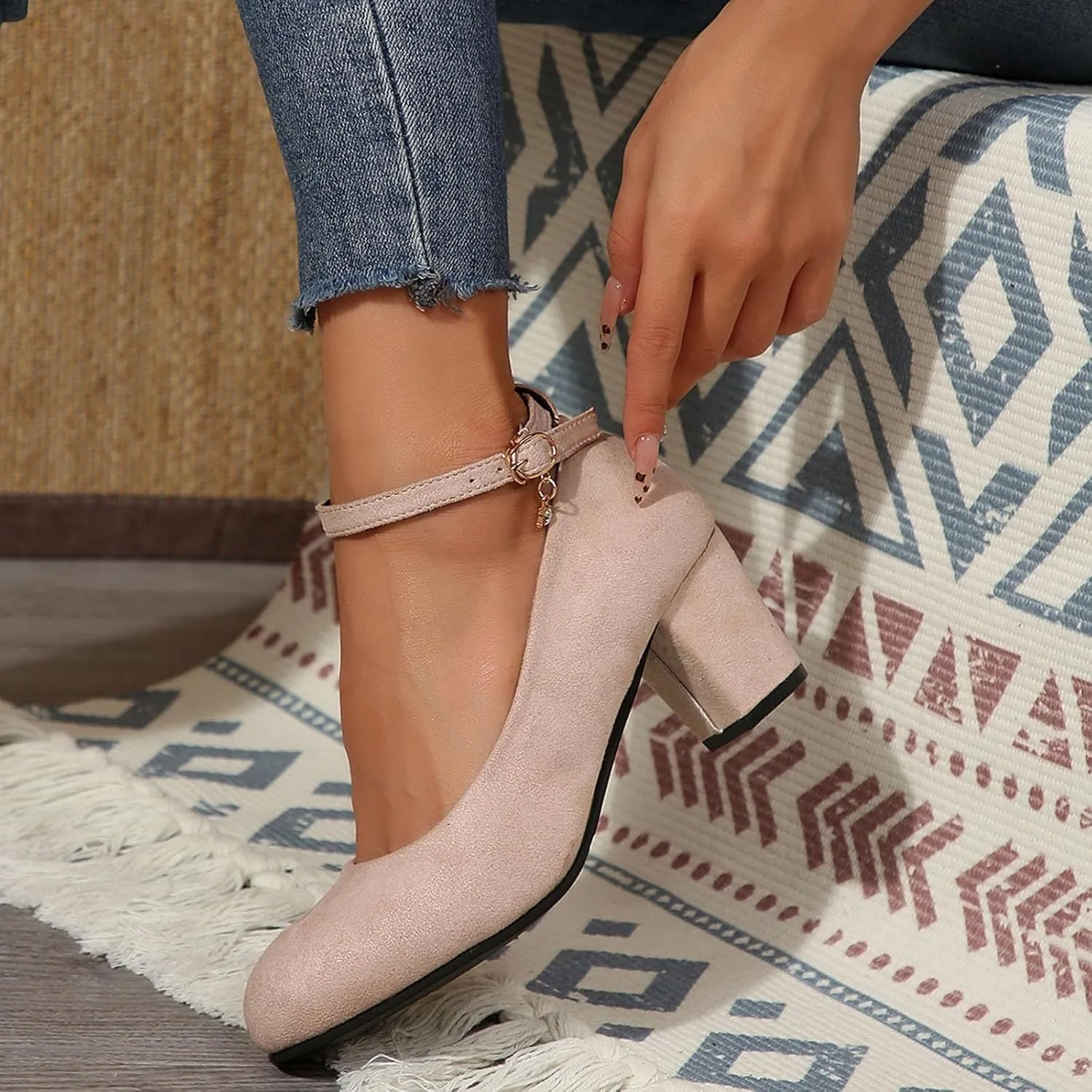 Women's Casual Shoes with Chunky Heel Perfect for Daily Slip On for Comfortable Fit Shoes Elegant Casual Walking