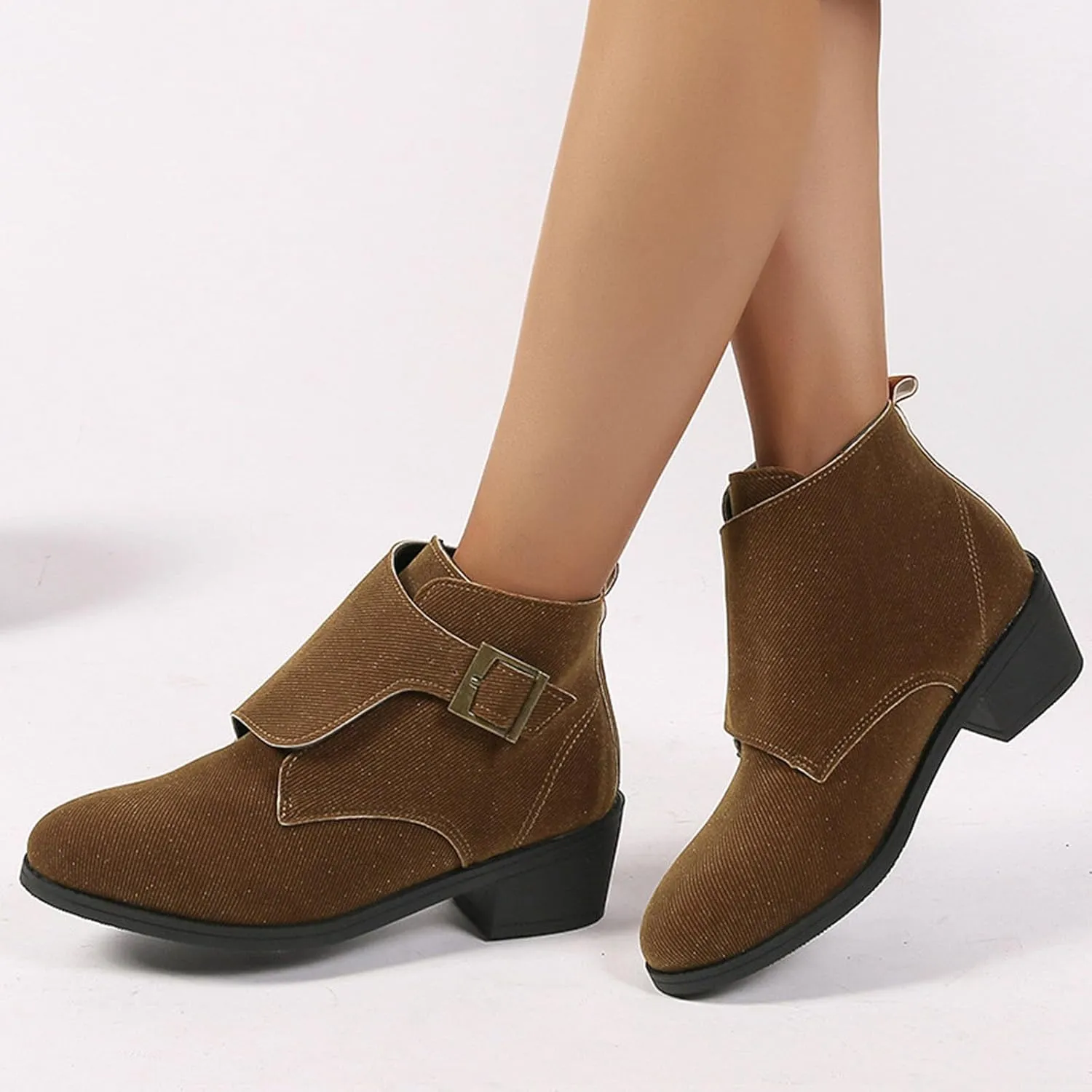 Women's Chunky Block Boots heels Side Zipper BootsKnee High Boots Casual Shoes Combat Chukka Side Zipper Rain Boots Cowboy