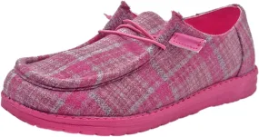Women's Comfort Slip-On Canvas Loafers Low Top Sneakers Boat Shoes Lace-Up Deck Shoes Elastic Non-Slip Flat Drving Shoes Tennis Walking Shoes