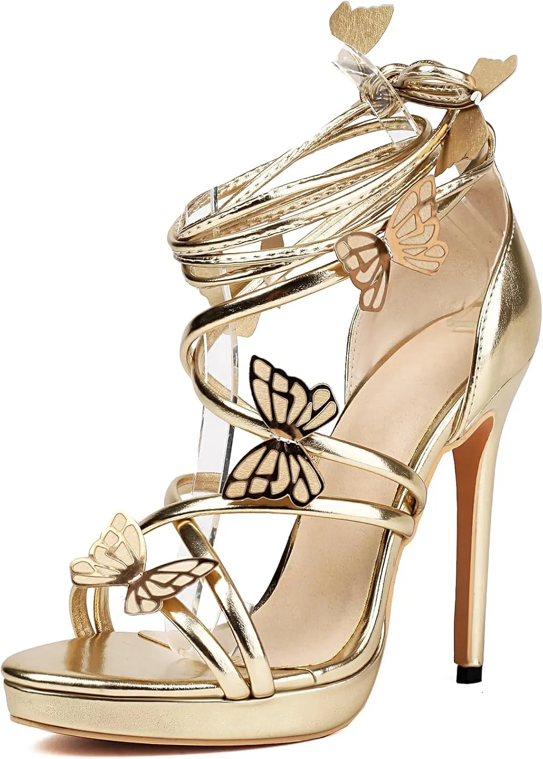 Women's Lace Up Heels Stiletto High Heels Strappy Bow Sandals