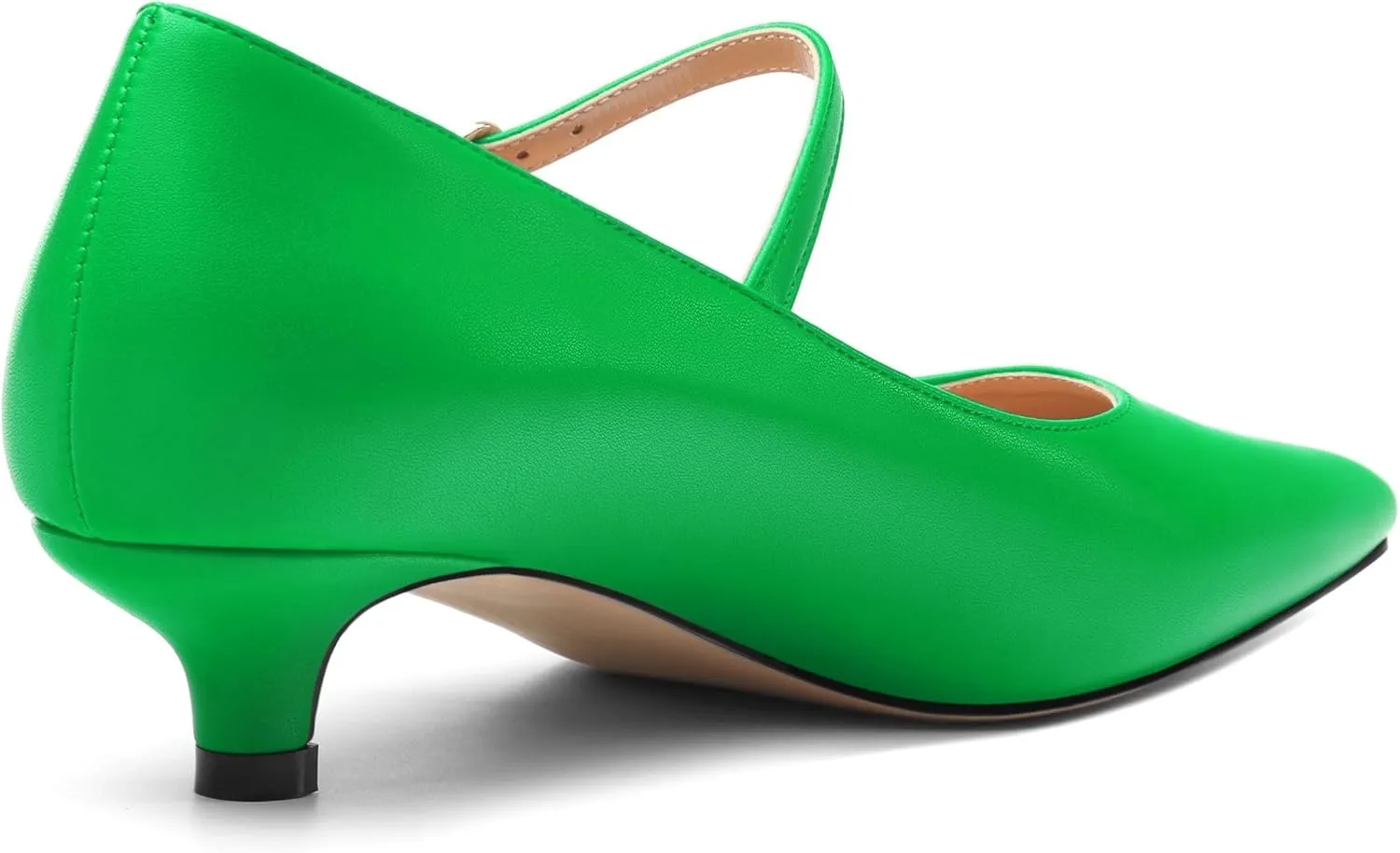 Women's Mary Jane Low Kitten Heels Pumps Pointed Toe Low Heels Slip On Adjuatable Strap Comfort Office Work Dress Shoes 1.4 Inch